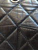 CHANEL Reissue 2.55 227 Flap Large Gray Navy Quilt Leather Shoulder Bag Purse