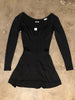 ALAIA Vtg 90s Black Low Scoop Neck Long Sleeve Wool Rayon Blend Mini Dress XS