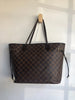 LOUIS VUITTON Neverfull MM Damier Ebene Brown Canvas Leather Tote Bag Purse