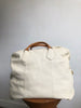 PRADA Caribu Off White Ivory Leather Large Weekender Duffle Shoulder Bag Purse