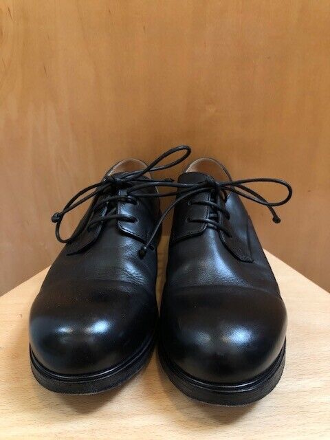 MARSELL $1000 Black Calf Leather Lace Up Flat Derby Loafer Womens Shoes 37.5