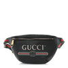 GUCCI Black Grained Logo Red Green Strap Leather Small Fanny Pack Purse Belt Bag