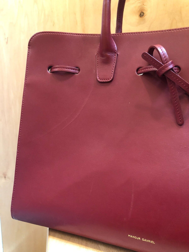 MANSUR GAVRIEL Sun Rococo Dark Red Leather Large Tie Bow Shoulder Hand Bag Purse