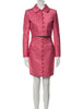 MOSCHINO COUTURE	2023 Hot Pink Chevron Cropped Jacket Blazer Mini Skirt Set 40/6