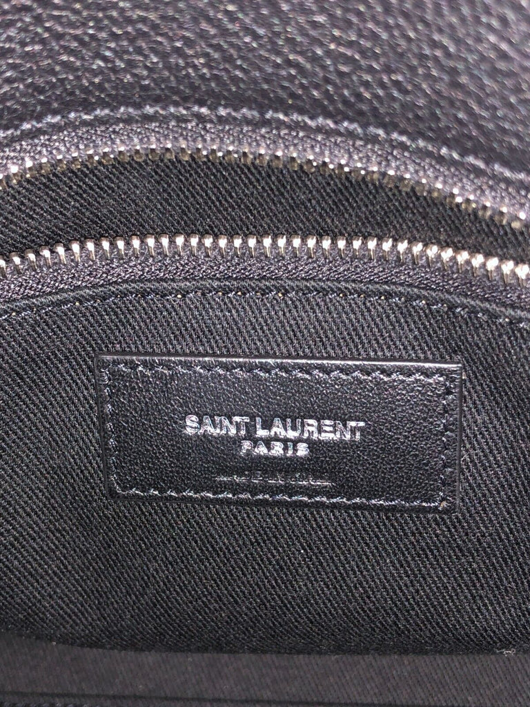 SAINT LAURENT YSL Black Nano Sac De Jour Pebbled Leather Silver Mini Bag Purse