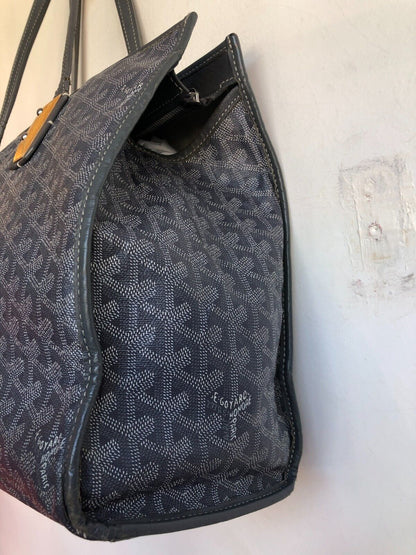 GOYARD Marquises Gray Chevron Monogram Print Leather Canvas Tote Bag Purse