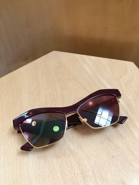 BOTTEGA VENETA BV1099S Maroon Red Burgundy Cat Eye Reflective Glasses Sunglasses