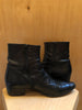 SAINT LAURENT  Mens Black Crinkled Leather Western Zip Up Ankle Boots 42/10