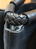 THE ROW Market Black Pebbled Leather Braided Handle Tote Shoulder Bag Purse