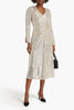 ROTATE BIRGER CHRISTENSEN Sierra Silver Sequin VNeck Midi Dress Gown UK 6 US 2