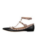 VALENTINO Rockstud Black Pink Gold Stud Pointed Toe Cage T-Strap Ballet Flat 40