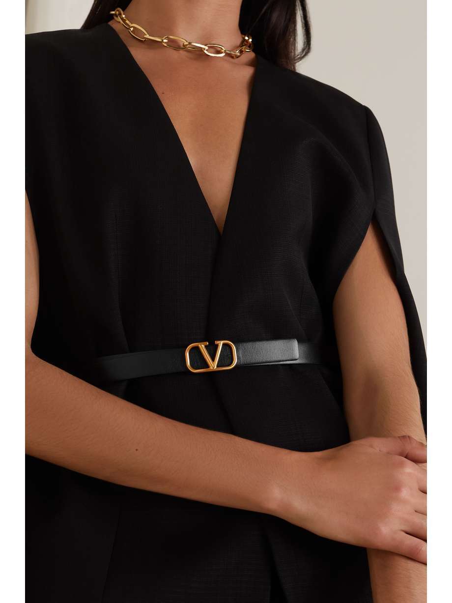 VALENTINO VLogo Black Red Reversible Gold Buckle Waist Belt 90cm/M