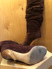 CHRISTIAN DIOR Burgundy Slouch Suede Leather Buckle Heel Calf Knee High Boot 36