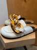 JW ANDERSON White Leather Gold Oversized Chain Slide Clog Flat Loafer Mule 38