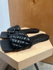 BOTTEGA VENETA Black Padded Quilted Square Toe Leather Slide Flat Sandal Shoe 39