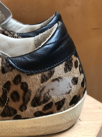 GOLDEN GOOSE Seastar Superstar Leopard Print Calf Pony Hair Leather Sneaker 40