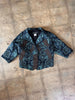 ISSEY MIYAKE Vtg Jacquard Blue Green Patchwork Paisley Cropped Blazer Jacket 3/M