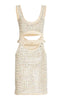 DIOTIMA NWT Naomi Crystal Beaded Neutral Knit Cut Out Sleeveless Mini Dress 3/6