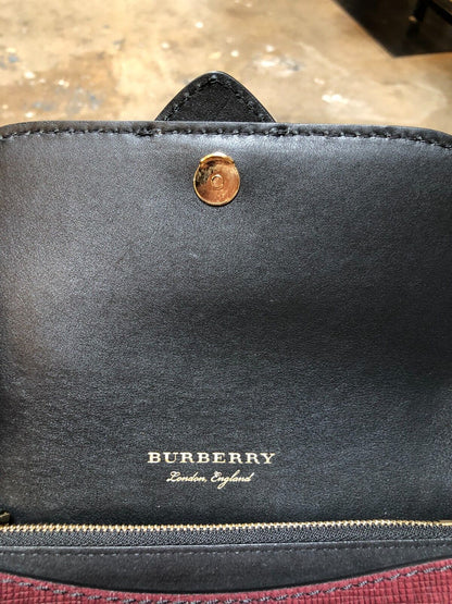 BURBERRY The Small House Nova Check Buckle Sea Green Leather Shoulder Bag Purse