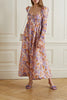 ZIMMERMANN Violet Twist Front Pink Floral Print Empire Waist Long Sleeve Dress 0