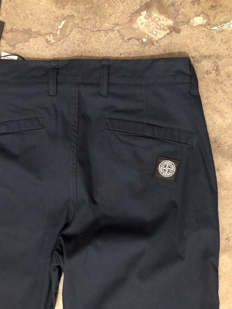 STONE ISLAND 	NWT Mens Tela Navy Blue Straight Leg Cotton Trouser Pants 30