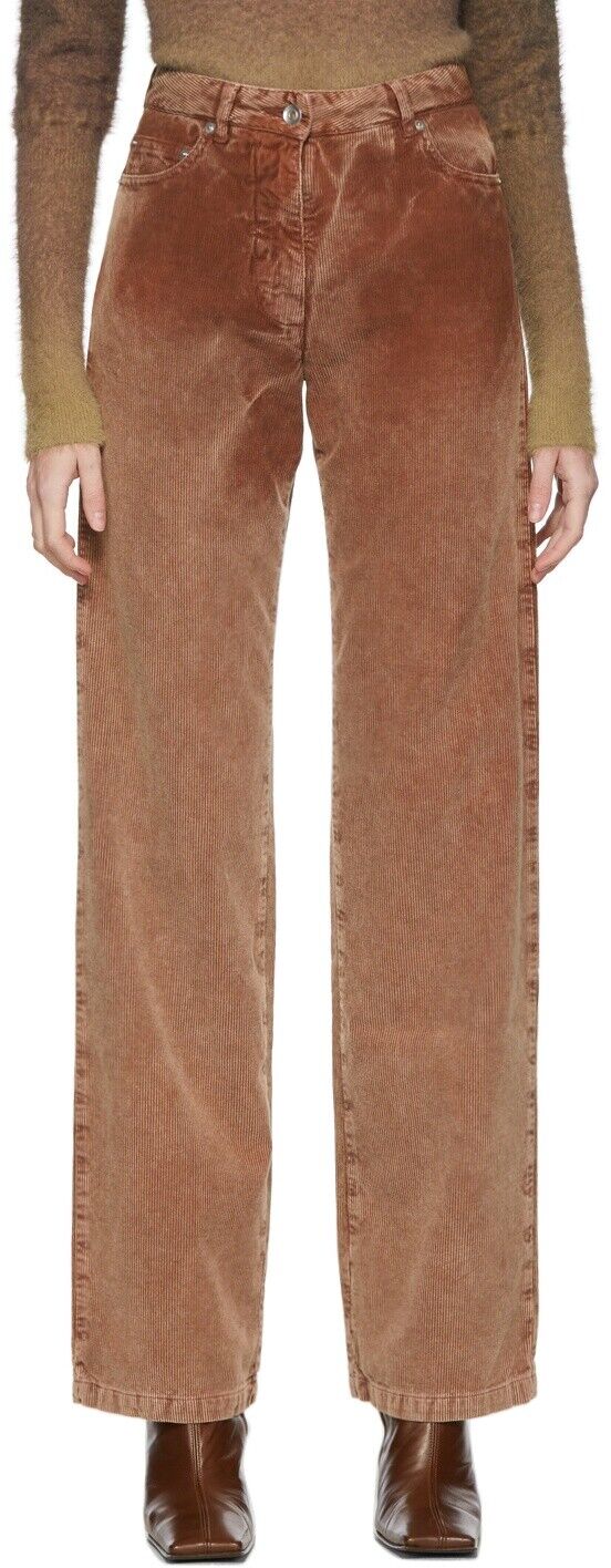 KNWLS $750 Issa Burgundy Brown Red Corduroy Straight Leg Jean Pant UK 6 / US 0/2