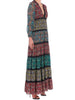 ALICE & OLIVIA Karolina Lace Insert Multicolor Long Sleeve Tiered Maxi Dress 0