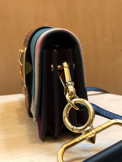 BURBERRY The Small House Nova Check Buckle Sea Green Leather Shoulder Bag Purse