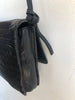 BOTTEGA VENETA Vtg Black Intrecciato Woven Leather Flap Knot Shoulder Bag Purse