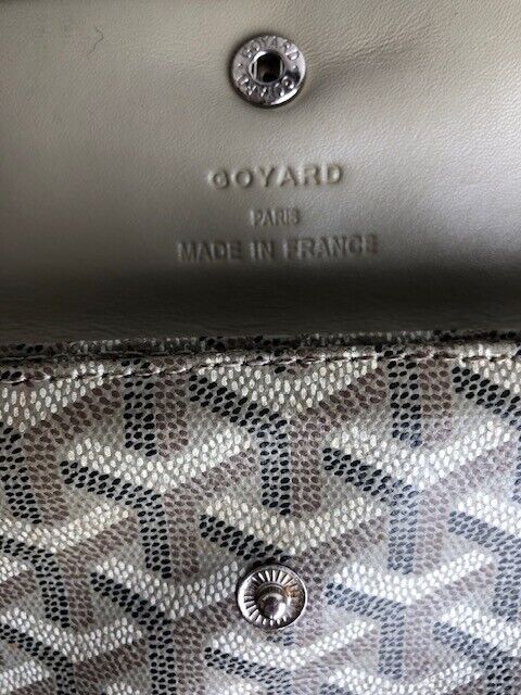 GOYARD St Louis Goyardine Light Gray Monogram Chevron Print Snap Pouch Wallet