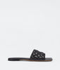 BOTTEGA VENETA Black Padded Quilted Square Toe Leather Slide Flat Sandal Shoe 39