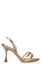 MANOLO BLAHNIK	$950 Racita Gold Metallic Leather Strappy Sandal Heel 39/9/8.5