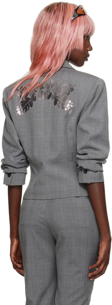 I'M SORRY BY PETRA COLLINS Mimi Wade Edition Gray Plaid Shorts Blazer Suit Set S