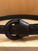 BOTTEGA VENETA Brown Calfskin Leather Intrecciato Hoop Knot Wrap Skinny Belt O/S