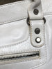 BALENCIAGA City 2Way 115748 White Leather Silver Stud Moto Shoulder Bag Purse