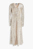 ROTATE BIRGER CHRISTENSEN Sierra Silver Sequin VNeck Midi Dress Gown UK 6 US 2