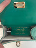 SALVATORE FERRAGAMO Sea Foam Blue Green Suede Leather Gold Chain Mini Bag Purse