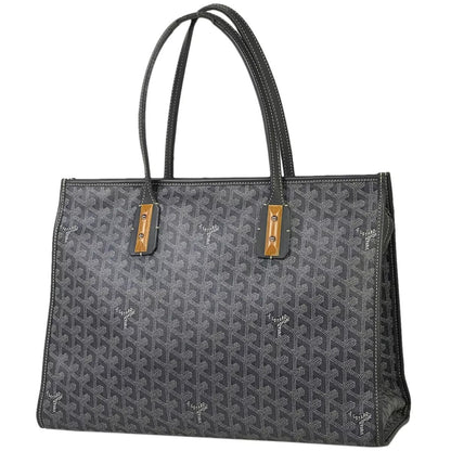 GOYARD Marquises Gray Chevron Monogram Print Leather Canvas Tote Bag Purse
