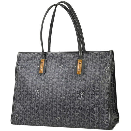 GOYARD Marquises Gray Chevron Monogram Print Leather Canvas Tote Bag Purse