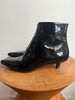 THE ROW Coco Black Patent Leather Kitten Heel Pointed Toe Ankle Boot 36/6/5.5