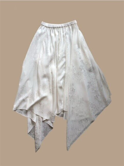 ROSIE ASSOULIN White Viscose Asymmetric Floral Print Crop Top Maxi Skirt Set 0