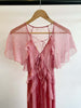 DOEN  Antoinette Pink Carnation Garden Bloom Sheer Ruffle Maxi Dress S