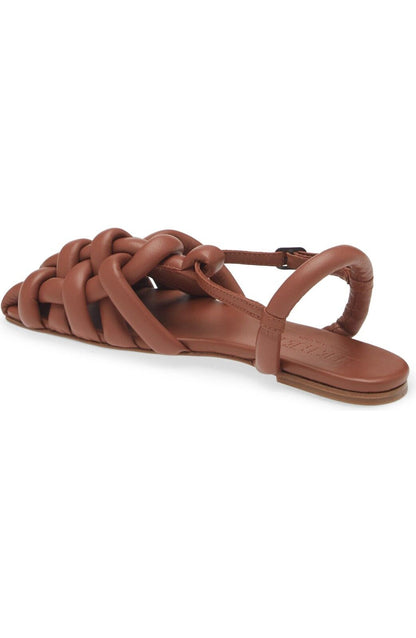 HEREU Cabersa Brown Woven Slingback Fisherman Ssense Leather Flat Sandal Shoe 41