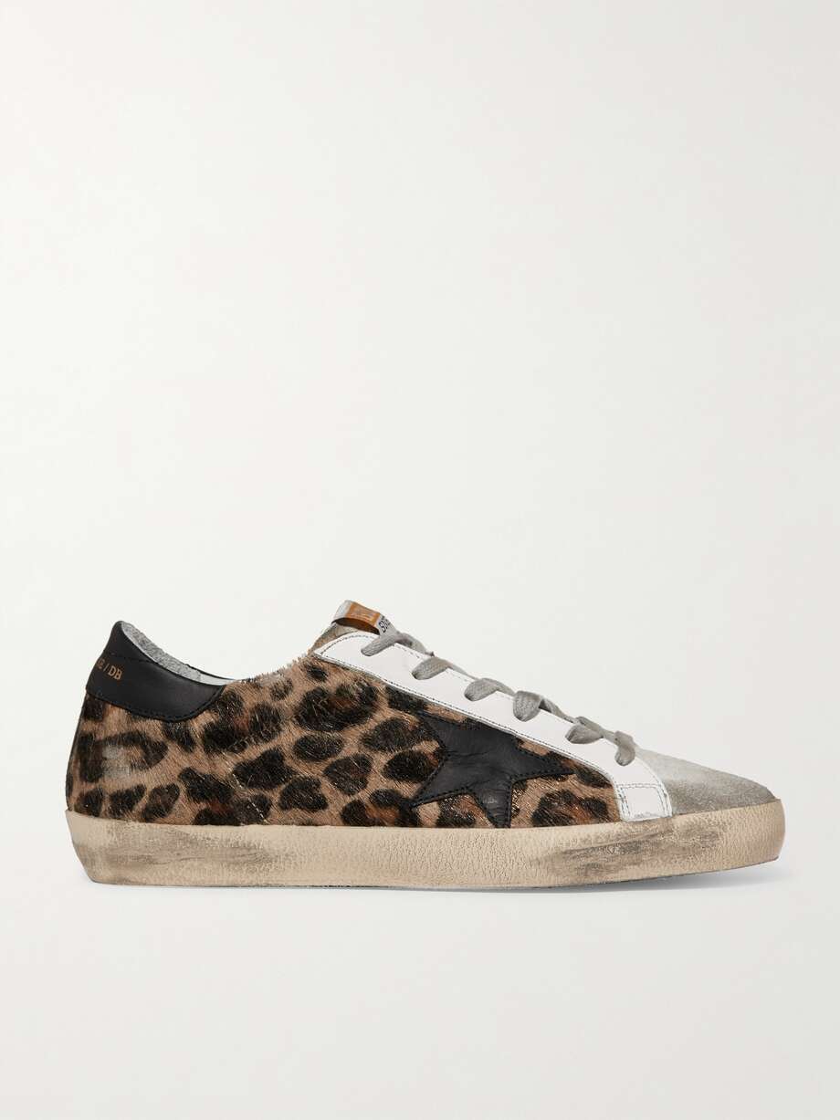 GOLDEN GOOSE Seastar Superstar Leopard Print Calf Pony Hair Leather Sneaker 40