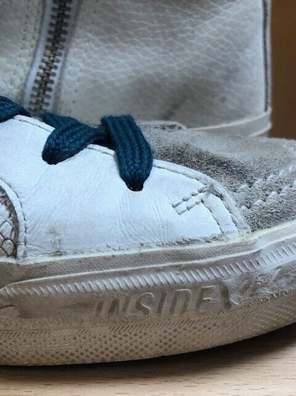 GOLDEN GOOSE Slide White Snakeskin Silver Glitter Star High Top Sneaker Shoe 37