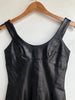 CLAUDE MONTANA Vtg 80s 90s Black Leather Sleeveless Bodycon Pencil Dress 38/6/4