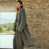 VINCE $800 Pebbled Grey Boucle Tweed Long Wool Belted Jacket Coat S/M/L