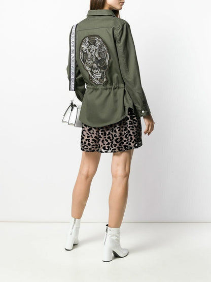 ZADIG & VOLTAIRE Tackl Military Army Green Embellished Utility Shirt Jacket L
