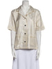 CHRISTIAN DIOR Silver Metallic Gold Silk Button Down Up Blouse Top Shirt 36/4