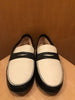 JAMIE HALLER Two Tone Black Bone Cream Leather Slip On Penny Loafers 40